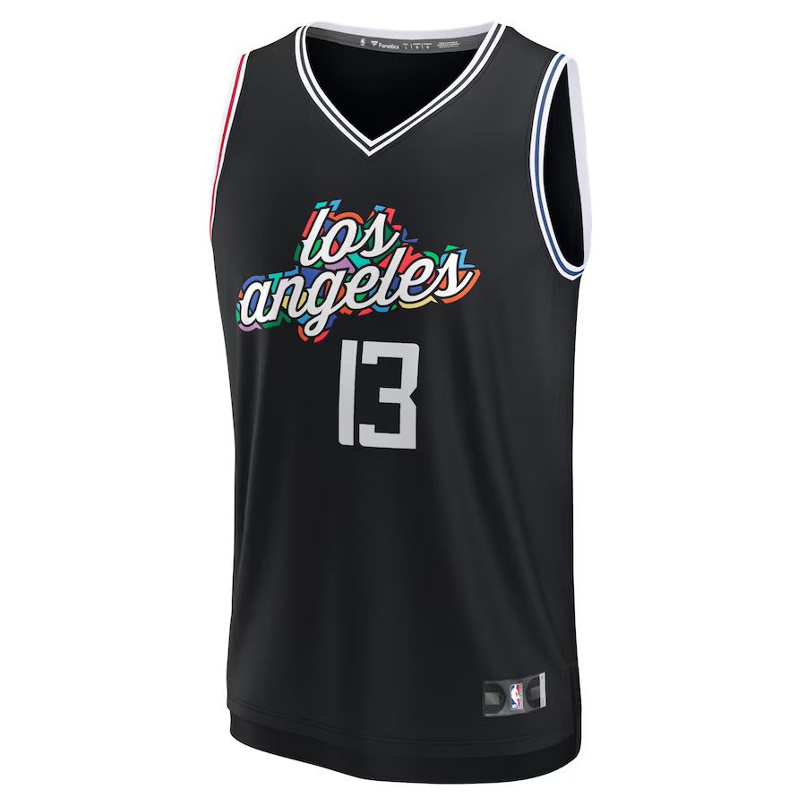 Men Los Angeles Clippers 13 Paul George Fanatics Branded Black 2022-23 Fastbreak NBA Jersey